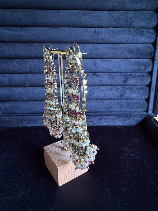 Gold_&_Red_Brass_Earrings_For_Women
