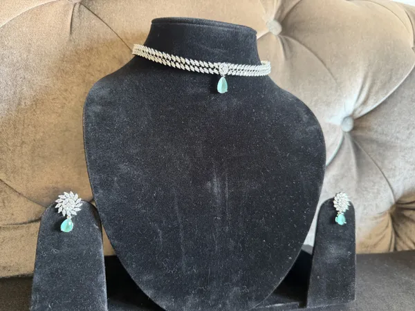 Green_&_Silver_Stainless_Steel_Necklace_Set_For_Women