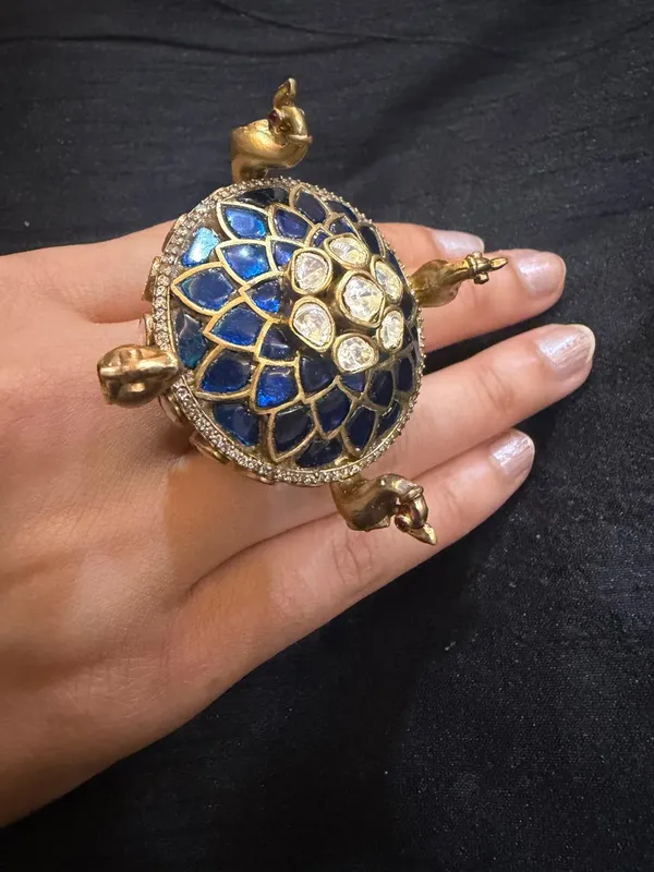 Blue_&_Gold_Brass_Rings_For_Women