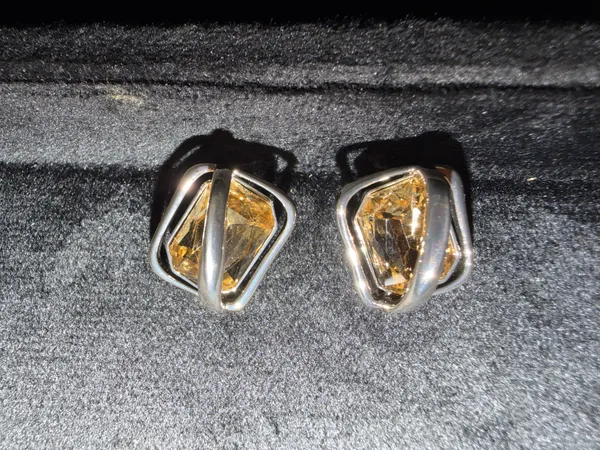 Silver_&_Yellow_Stainless_Steel_Earrings_For_Women