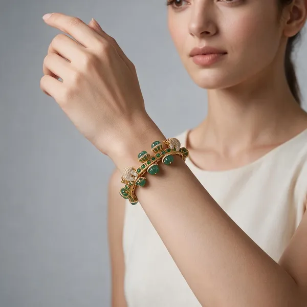 Green_&_Gold_Stainless_Steel_Bracelet_For_Women