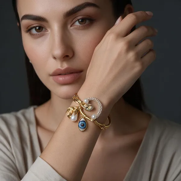Gold_&_White_Alloy_Bracelet_For_Women