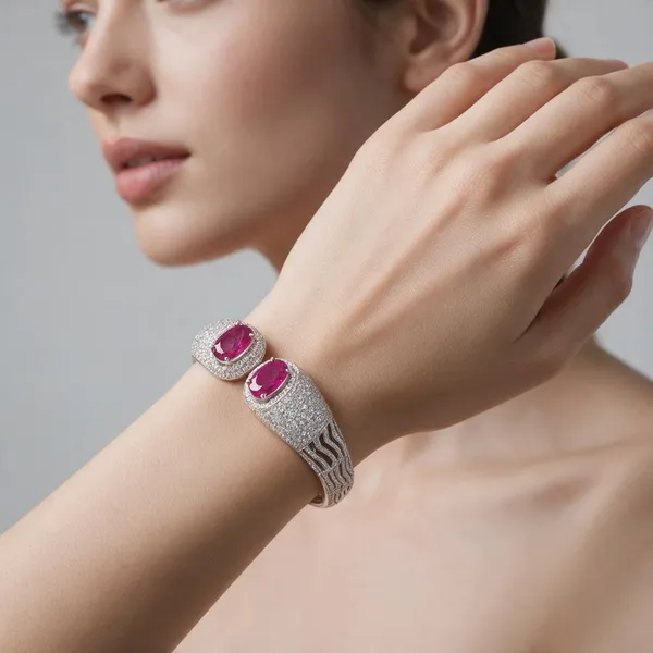 Silver_&_Red_Stainless_Steel_Bracelet_For_Women