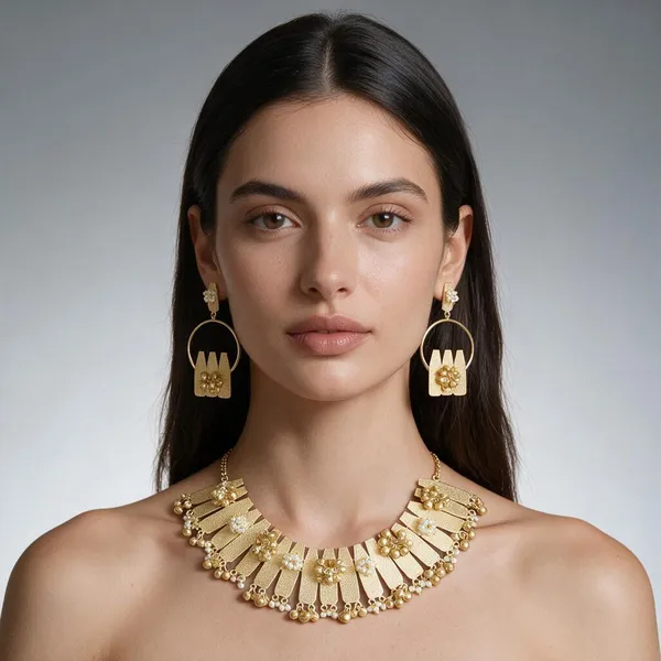 Gold_&_White_Brass_Necklace_Set_For_Women