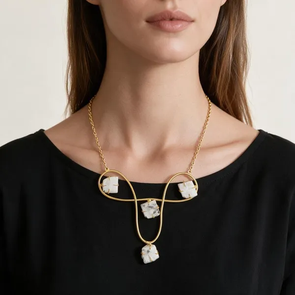Gold_&_White_Brass_Necklace_Set_For_Women