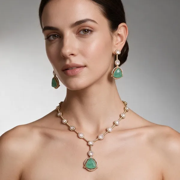 Green_&_Gold_Brass_Necklace_Set_For_Women