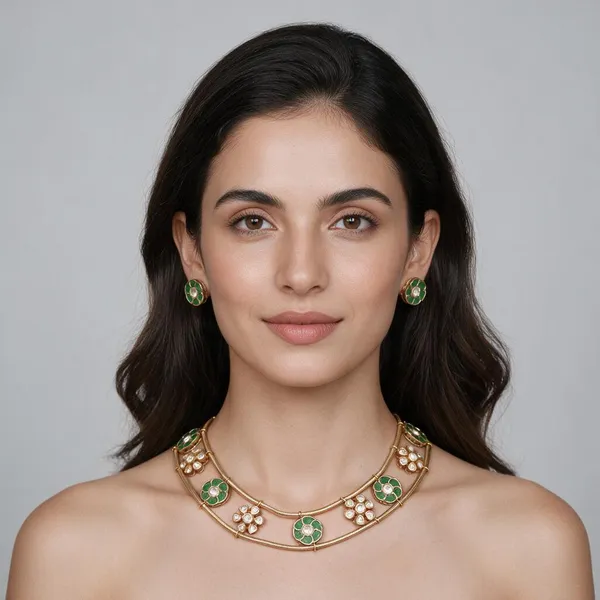 Green_&_Gold_Brass_Necklace_Set_For_Women