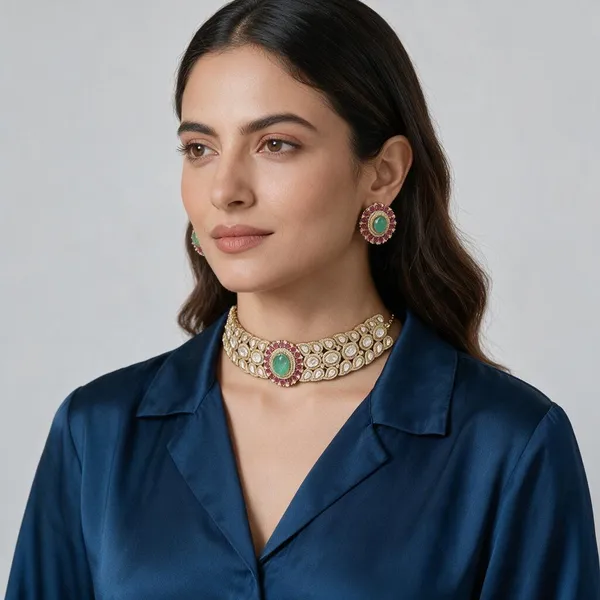 Green_&_Gold_Brass_Necklace_Set_For_Women