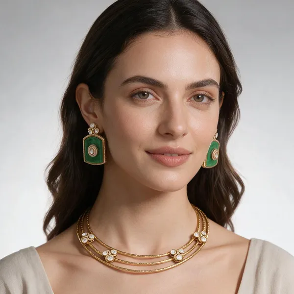 Green_&_Gold_Brass_Necklace_Set_For_Women