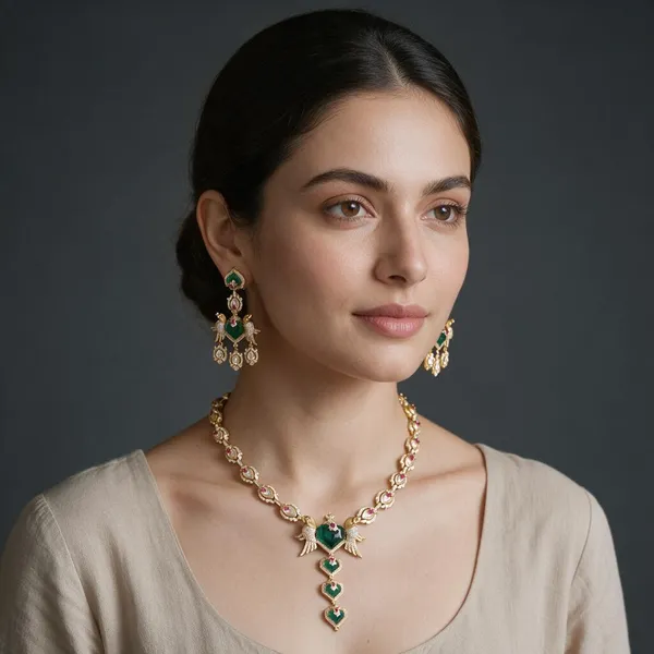Green_&_Gold_Stainless_Steel_Necklace_For_Women