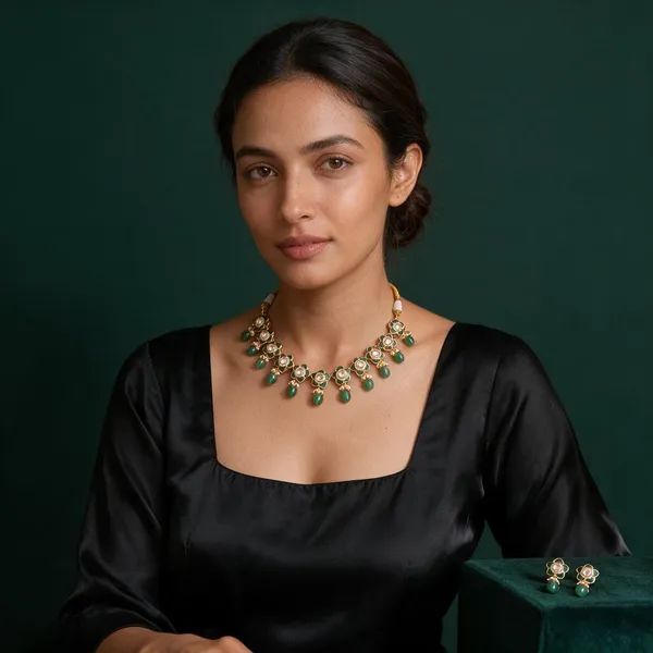 Green_&_Gold_Stainless_Steel_Necklace_For_Women