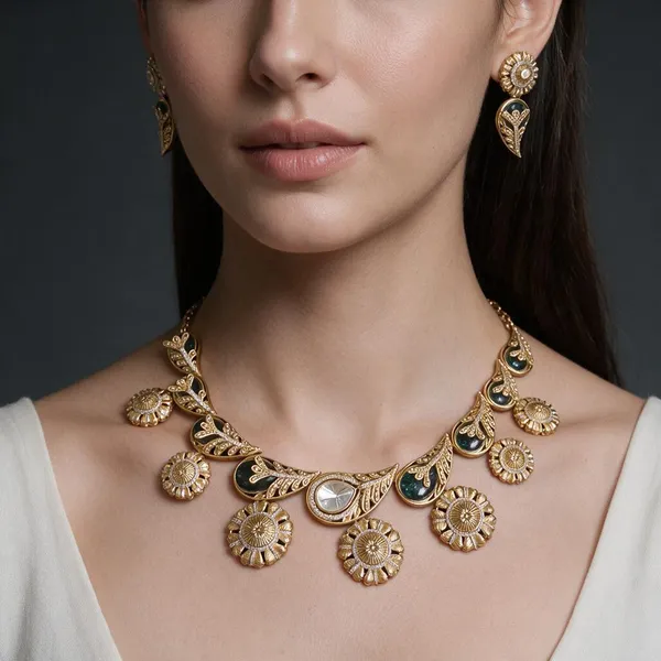 Green_&_Gold_Brass_Necklace_For_Women