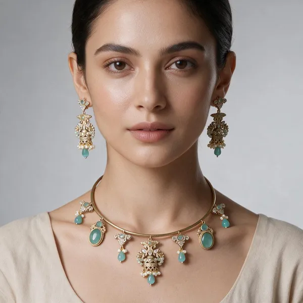 Green_&_Gold_Brass_Necklace_For_Women