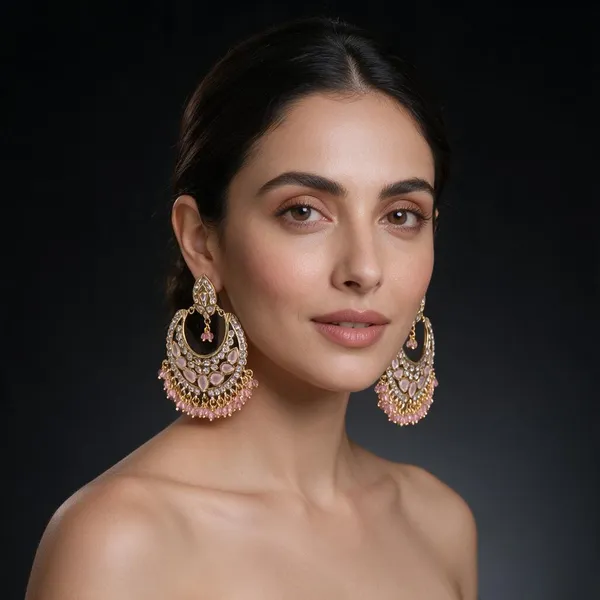 Gold_&_Pink_Brass_Earrings_For_Women