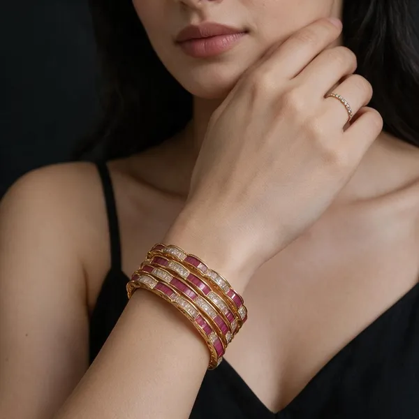 Gold_&_Pink_Stainless_Steel_Bracelet_For_Women