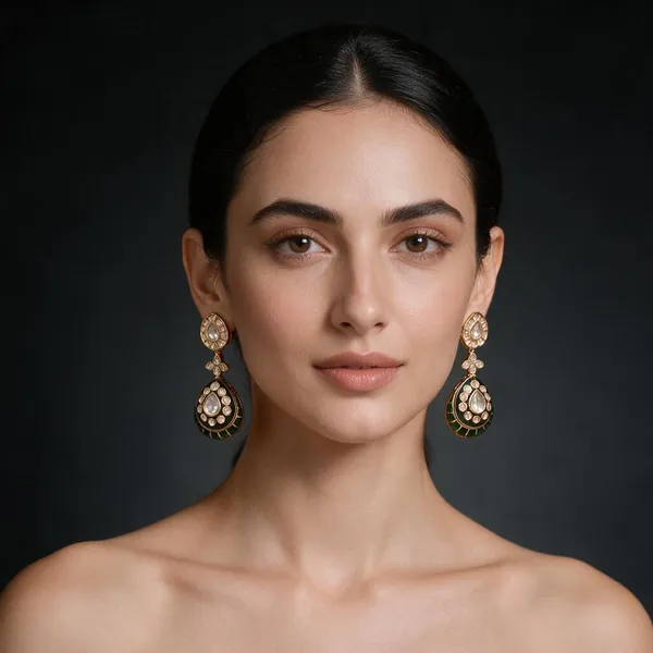 Green_&_Gold_Brass_Earrings_For_Women