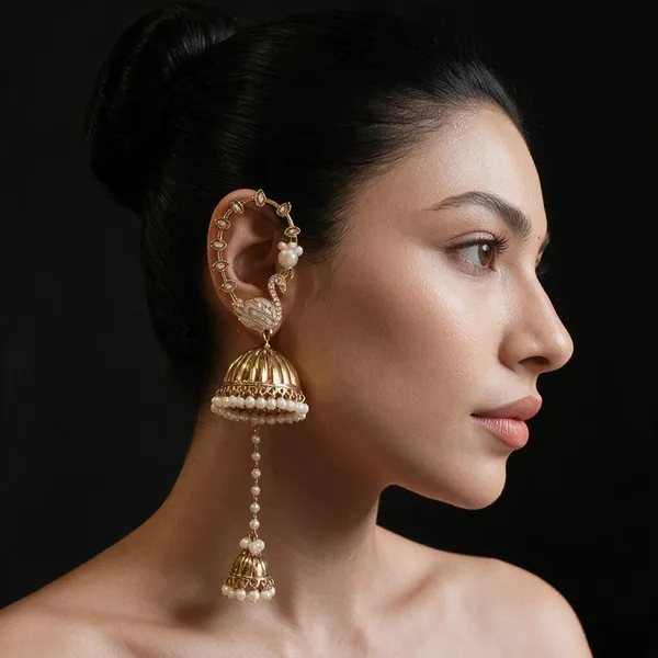 Gold_&_White_Brass_Earrings_For_Women