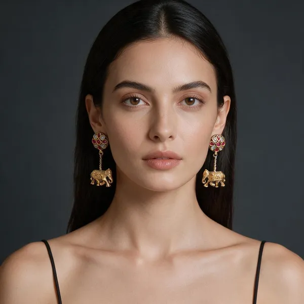 Gold_&_Red_Brass_Earrings_For_Women