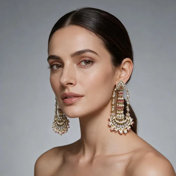 Gold_&_Red_Brass_Earrings_For_Women