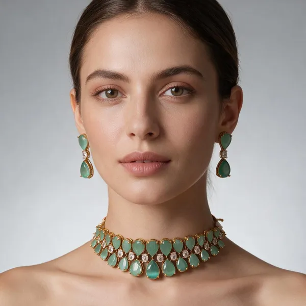 Green_&_Gold_Stainless_Steel_Necklace_For_Women