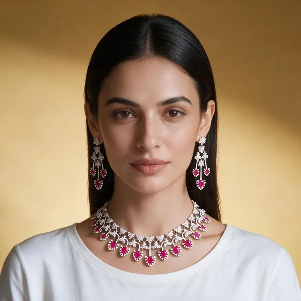 Pink_&_Silver_Stainless_Steel_Necklace_For_Women