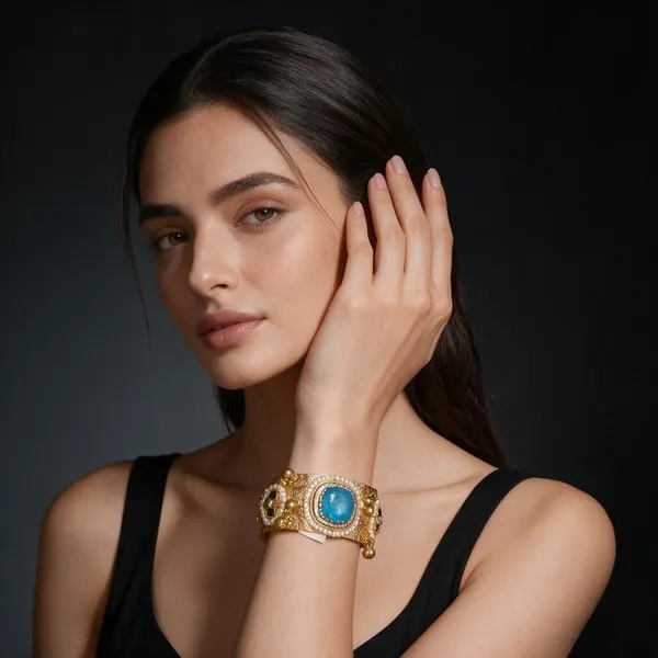 Gold_&_White_Brass_Bracelet_For_Women