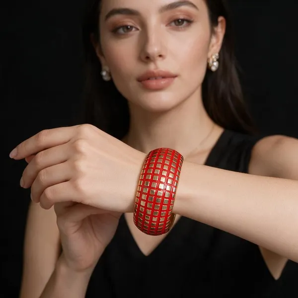 Gold_&_Red_Brass_Bracelet_For_Women