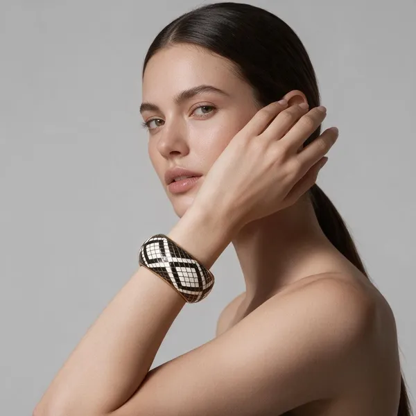 White_&_Black_Brass_Bracelet_For_Women