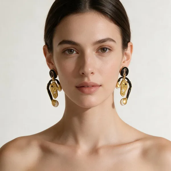 Gold_&_Black_Stainless_Steel_Earrings_For_Women
