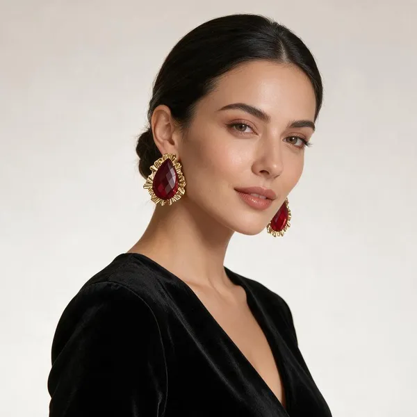Gold_&_Red_Brass_Earrings_For_Women