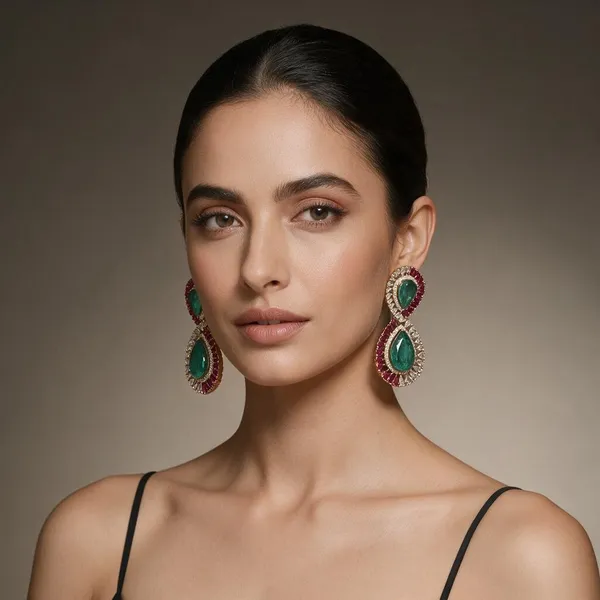Green_&_Gold_Stainless_Steel_Earrings_For_Women
