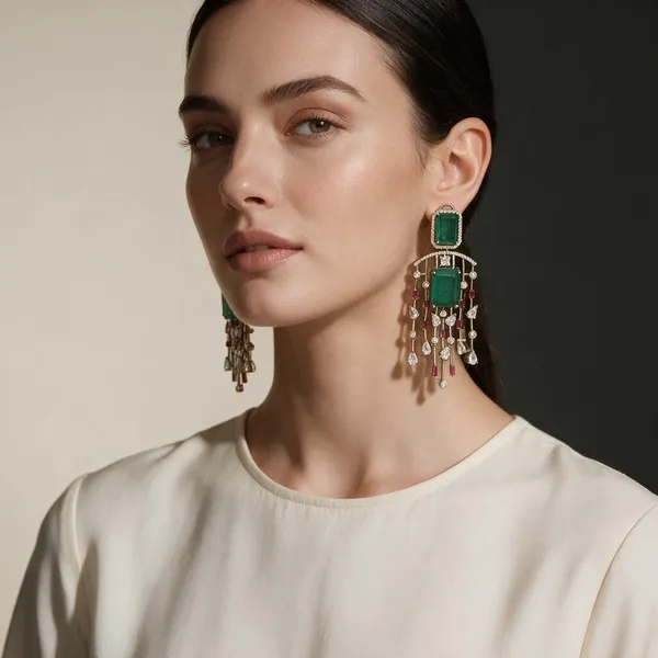 Green_&_Gold_Stainless_Steel_Earrings_For_Women