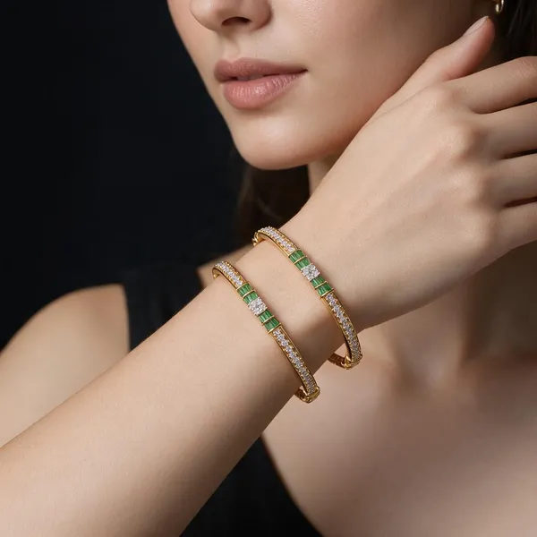 Green_&_Gold_Stainless_Steel_Bracelet_For_Women