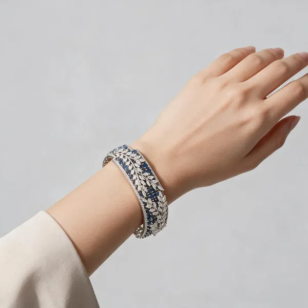 Blue_&_Silver_Stainless_Steel_Bracelet_For_Women