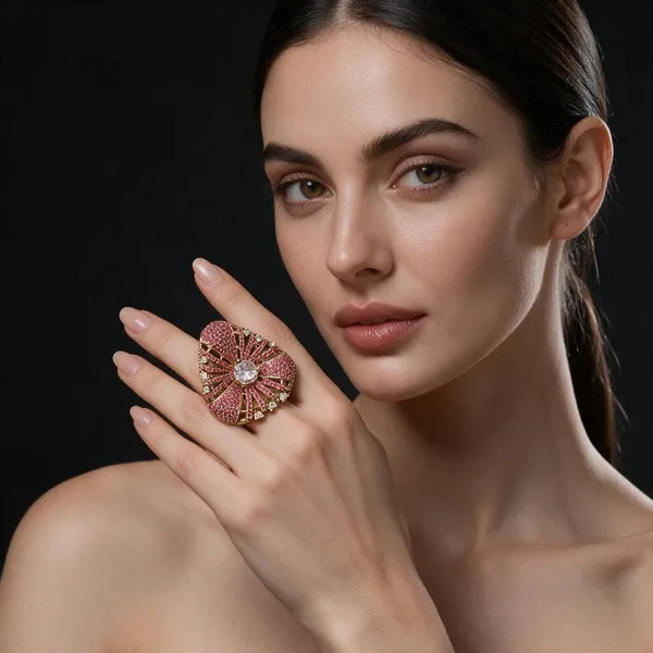 Gold_&_Pink_Brass_Rings_For_Women