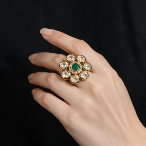 Green_&_Gold_Brass_Rings_For_Women