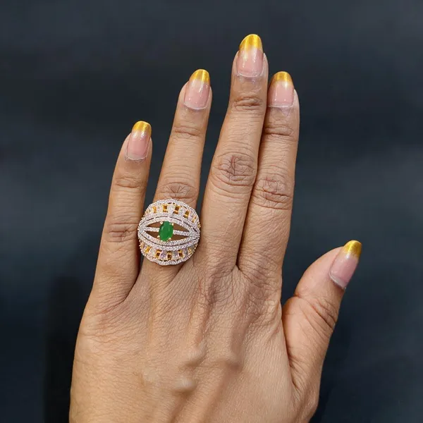 Green_&_Gold_Stainless_Steel_Rings_For_Women