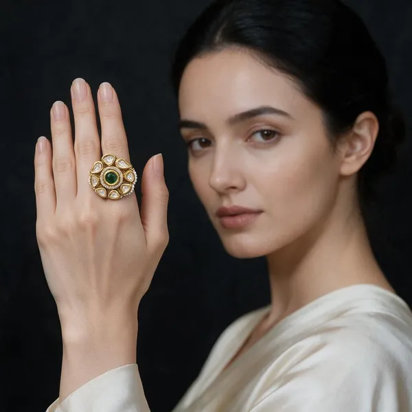 Green_&_Gold_Brass_Rings_For_Women
