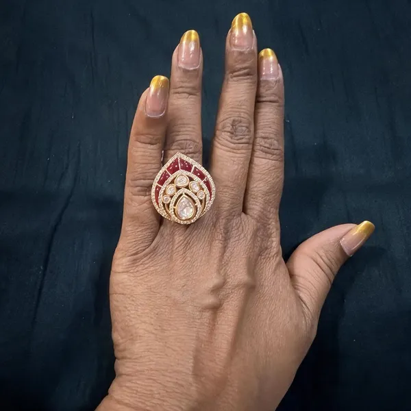 Gold_&_Red_Brass_Rings_For_Women