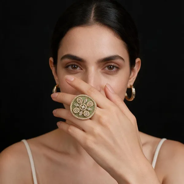 Green_&_Gold_Brass_Rings_For_Women