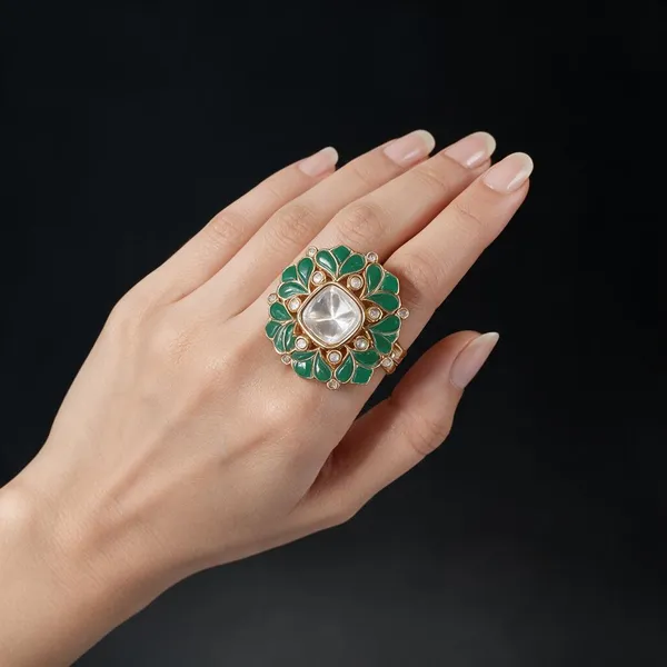 Green_&_Gold_Brass_Rings_For_Women