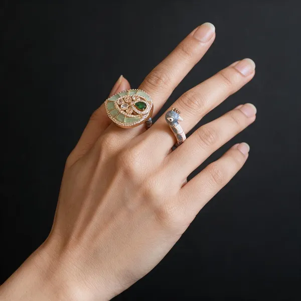 Green_&_Gold_Alloy_Rings_For_Women