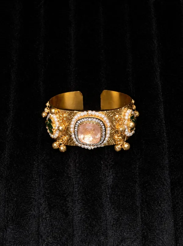 Gold_&_White_Brass_Bracelet_For_Women