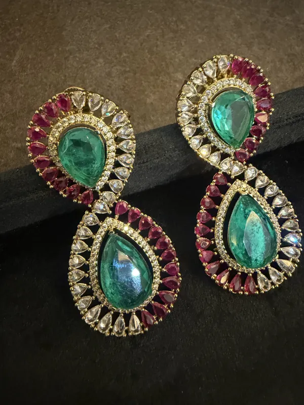 Green_&_Gold_Stainless_Steel_Earrings_For_Women