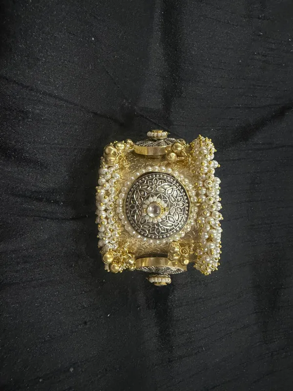Gold_&_White_Brass_Bracelet_For_Women