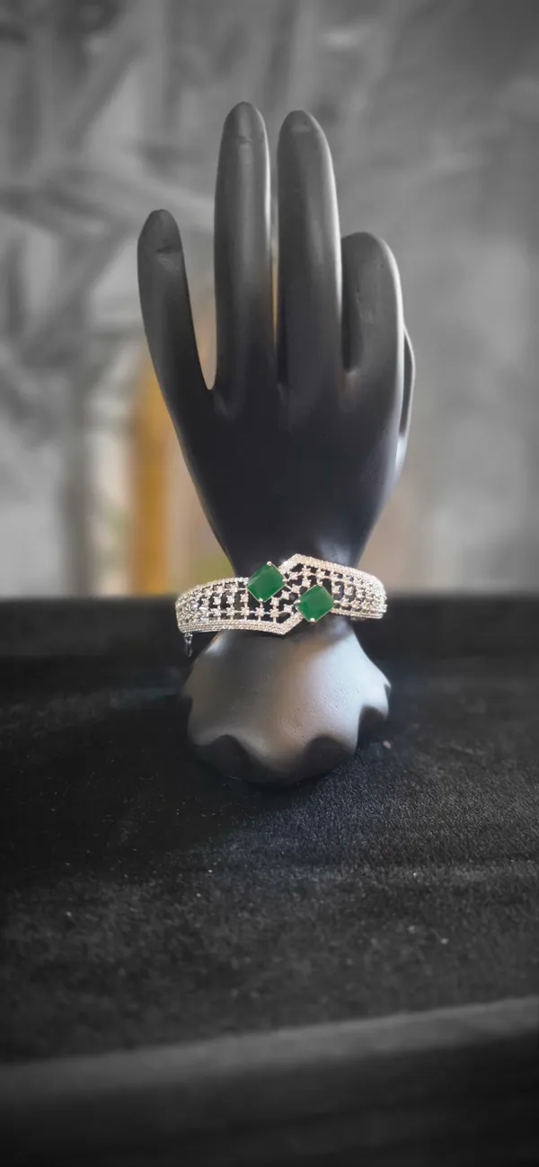 Green_&_Silver_Stainless_Steel_Bracelet_For_Women