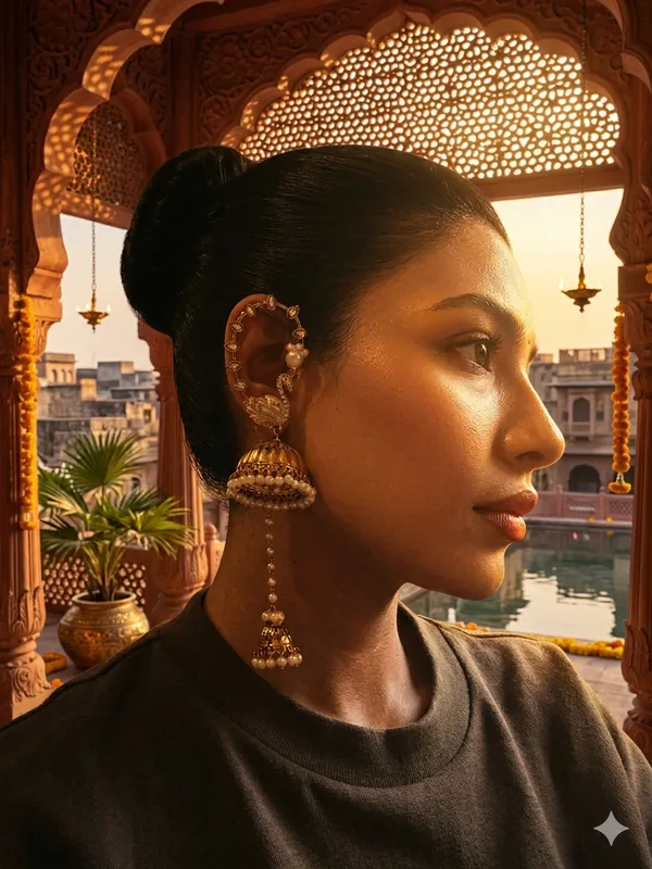 Gold_&_White_Brass_Earrings_For_Women
