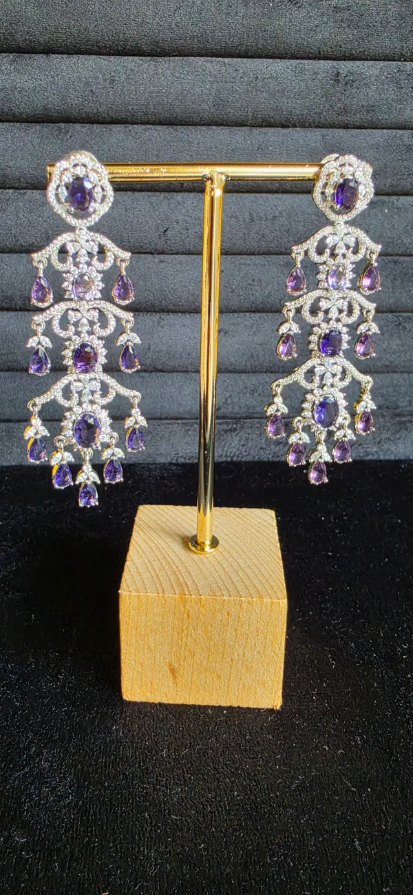Purple_&_Gold_Stainless_Steel_Earrings_For_Women