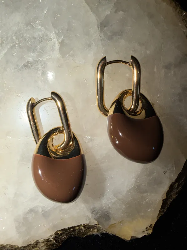 Gold_&_Brown_Stainless_Steel_Earrings_For_Women