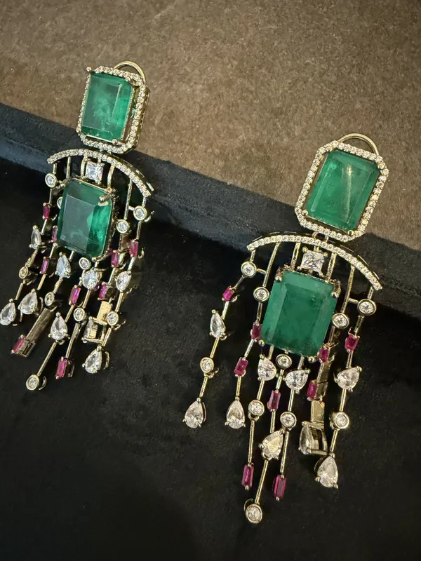 Green_&_Gold_Stainless_Steel_Earrings_For_Women